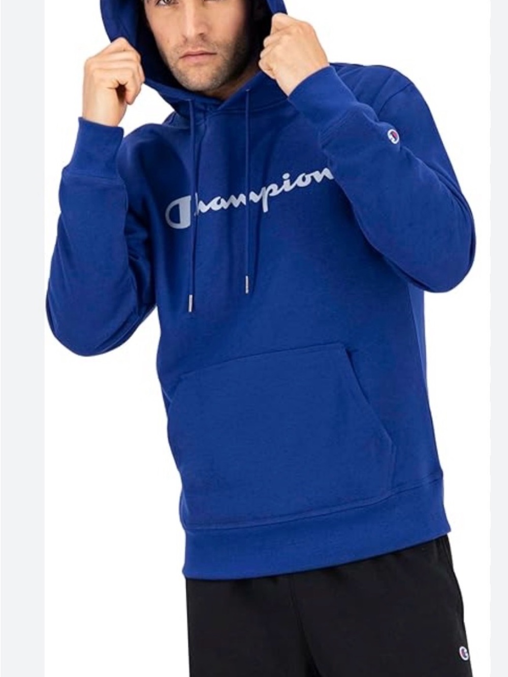 Champion Royal Blue Pullover Hoodie with Script Logo
